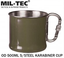 Metalinis puodelis su karabinu 500 ml žalia