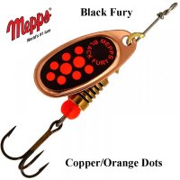 Mepps Black Fury Copper Orange Dots