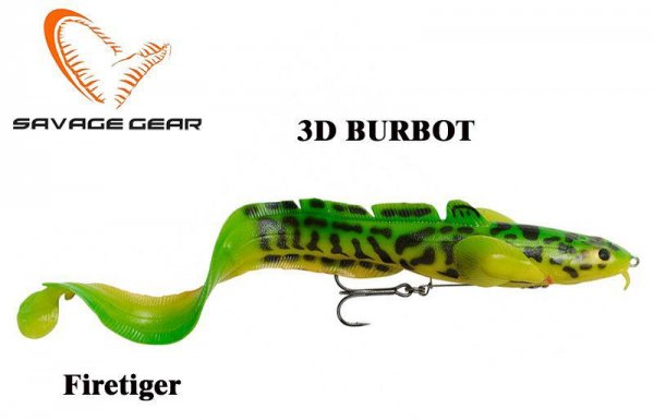 Savege Gear 3D Burbot Shallow 25 cm 70 g Fire Tiger lėtai skęsta