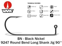 VMC Round Bend Long Shank jig hook 9247BN Black Nickel