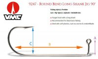 VMC Round Bend Long Shank jig hook 9247BZ Bronze