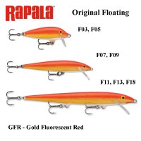 Vobleris Rapala Original Floating GFR - Gold Fluorescent Red