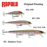 Vobleris Rapala Original Floating RT - Rainbow Trout