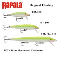 Vobleris Rapala Original Floating SFC - Silver Fluorescent Chart